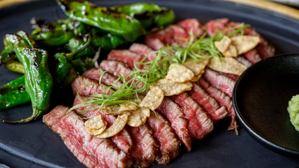 Steak on plate. 