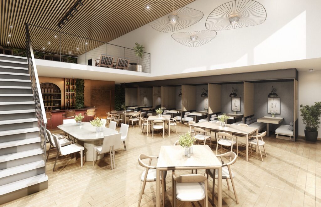 rendering of a dinning hall.